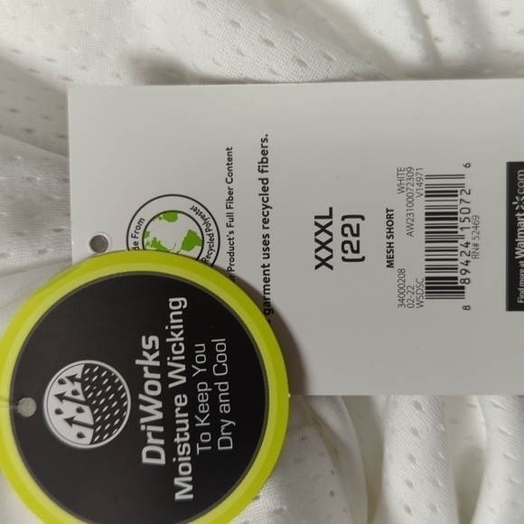 𝅺ATHLETIC Works Plus Size Mesh Shorts‎ In White Size XXXL 22 New - Picture 6 of 7